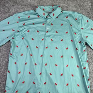 Bald Head Blues Shirt Men’s Large Green Golf Polo Short Sleeve Watermelon Print